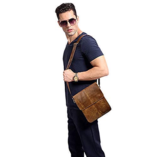 BAIGIO Men's Leather Shoulder Satchel Bag