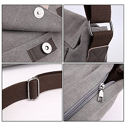 LOSMILE Men's Canvas Messenger Bag (Gray)