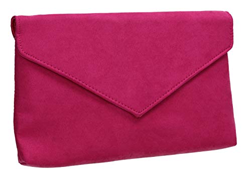 SwankySwans Slim Envelope Clutch Bag in Fuchsia Pink