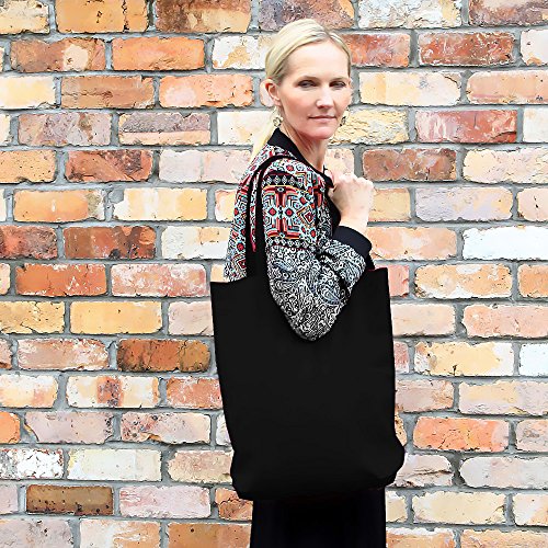 Augbunny Black Canvas Shopping Tote Handbag 4-Pack