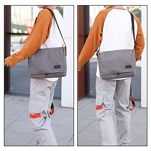 LOSMILE Men's Canvas Messenger Bag (Gray)