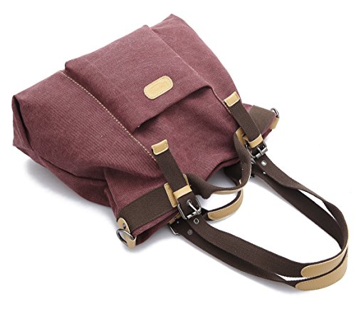 LOSMILE Damen Canvas Schultertasche Rucksack (Blau) Vintage