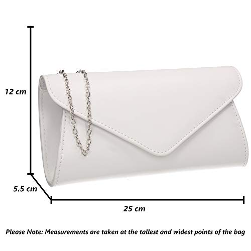 Lora Envelope Clutch Bag in White Faux Leather
