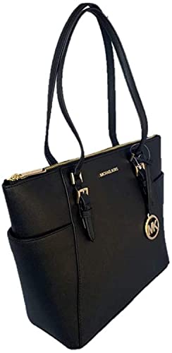 Michael Kors Black Saffiano Leather Large Top Zip Tote