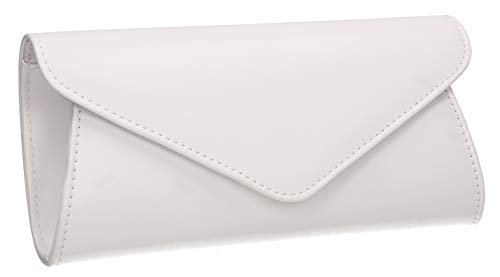 Lora Envelope Clutch Bag in White Faux Leather