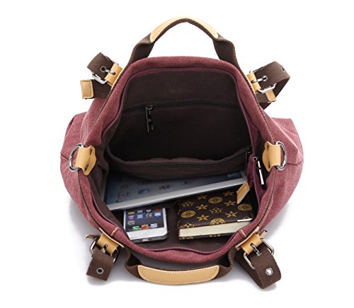 LOSMILE Damen Canvas Schultertasche Rucksack (Blau) Vintage