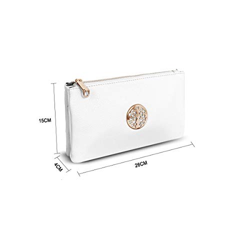 White Women's Small Clutch Bag with Adjustable Strap