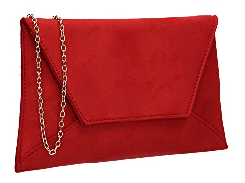SwankySwans Dory Red Suedette Slim Clutch Bag