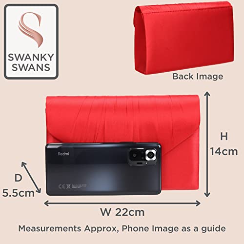 SwankySwans Chantel Satin Clutch Bag Purse Red