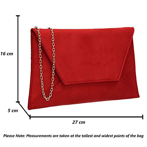 SwankySwans Dory Red Suedette Slim Clutch Bag