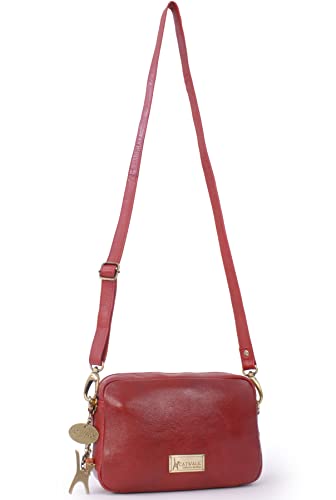 Red Leather Catwalk Collection Cross Body Messenger Bag