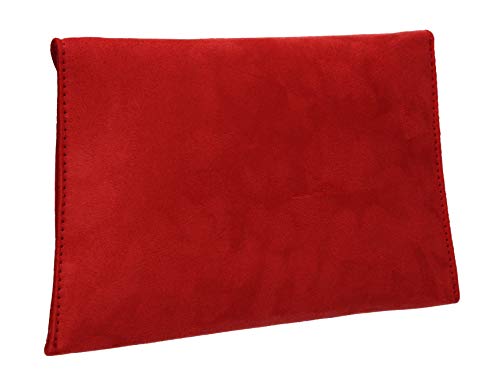 SwankySwans Dory Red Suedette Slim Clutch Bag