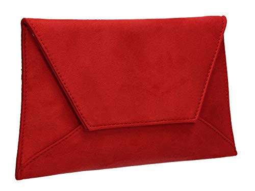 SwankySwans Dory Red Suedette Slim Clutch Bag