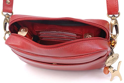 Red Leather Catwalk Collection Cross Body Messenger Bag