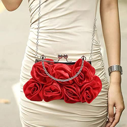 DZOZO Floral Satin Clutch: Elegant Evening Handbag