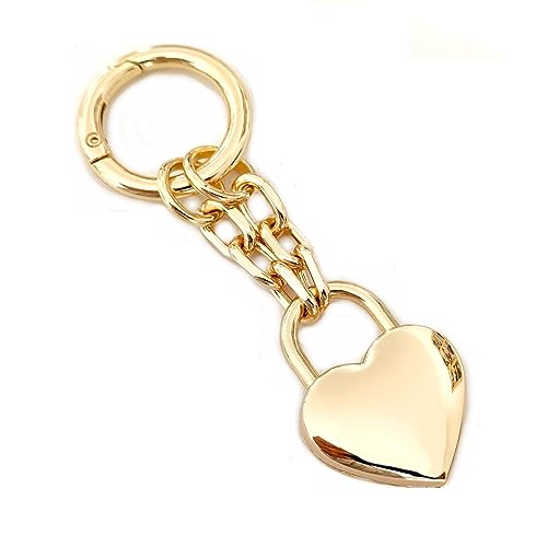 Gold Heart Padlock Handbag Charm with Sparkling Bling