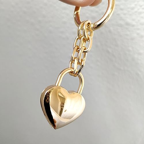 Gold Heart Padlock Handbag Charm with Sparkling Bling