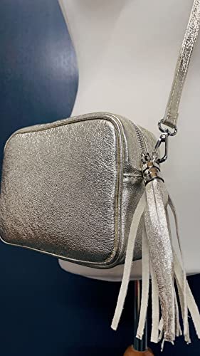 LeahWard Real Leather Cross Body Handbag - Gold
