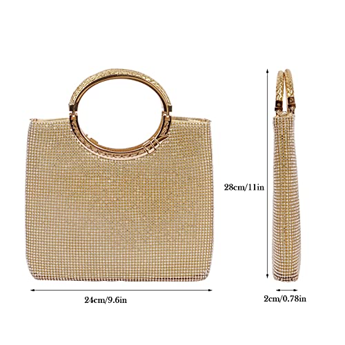 Sparkling Rhinestone Clutch Handbag for Weddings & Events (Gold)