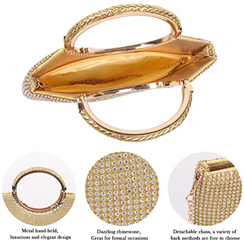 Sparkling Rhinestone Clutch Handbag for Weddings & Events (Gold)