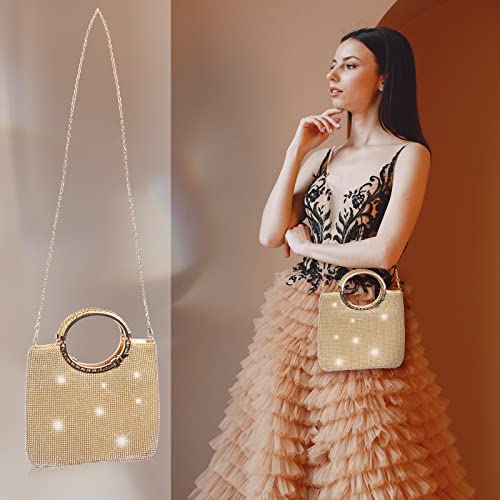 Sparkling Rhinestone Clutch Handbag for Weddings & Events (Gold)