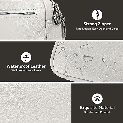 DXIOKO Genuine Leather Crossbody Bag: Beige Handbag & Shoulder Bag