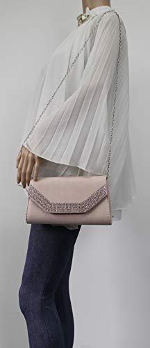 SwankySwans Harper Diamante Faux Suede Clutch Bag