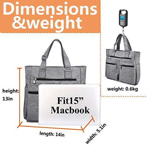 Stylish waterproof laptop tote bag - Grey, 14"x5.1"x13