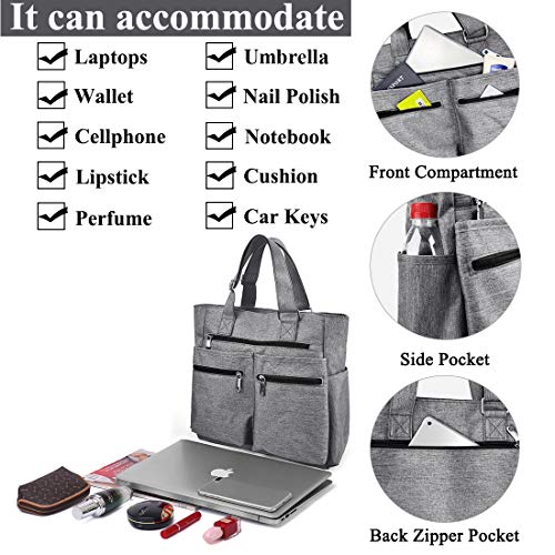 Stylish waterproof laptop tote bag - Grey, 14"x5.1"x13