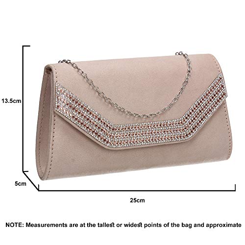 SwankySwans Harper Diamante Faux Suede Clutch Bag