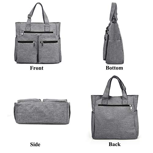Stylish waterproof laptop tote bag - Grey, 14"x5.1"x13