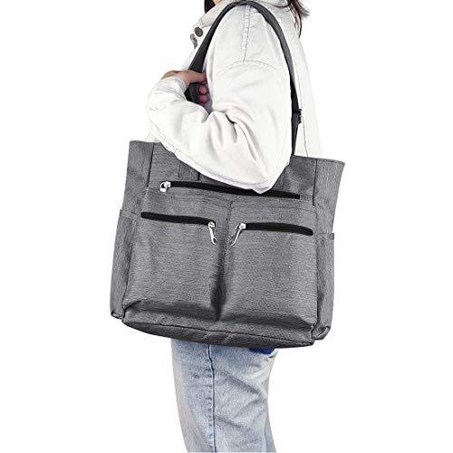 Stylish waterproof laptop tote bag - Grey, 14"x5.1"x13