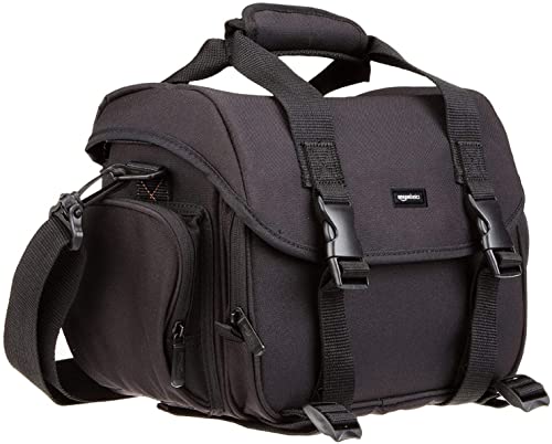 Amazon Basics - Large Crossbody Bag for Camera and Accessories, Black with Gray Lining, Black/Gray, Solid Color