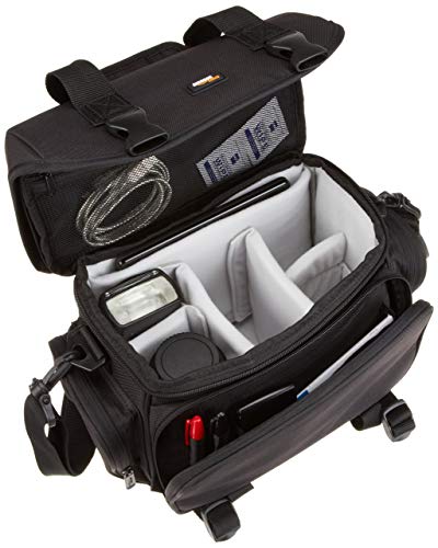 Amazon Basics - Large Crossbody Bag for Camera and Accessories, Black with Gray Lining, Black/Gray, Solid Color