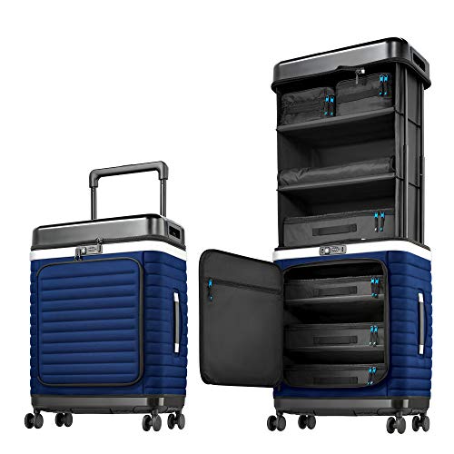 Designer Blue Suitcase with Extendible Compartments