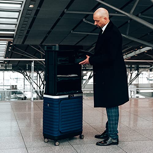 Designer Blue Suitcase with Extendible Compartments