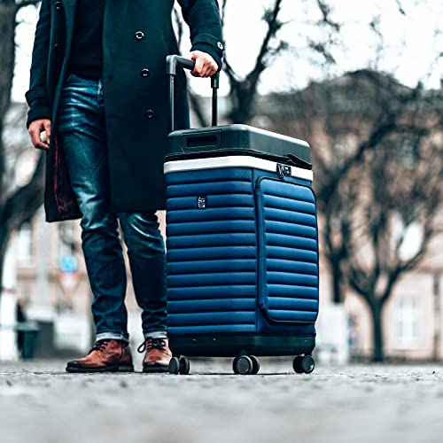 Designer Blue Suitcase with Extendible Compartments