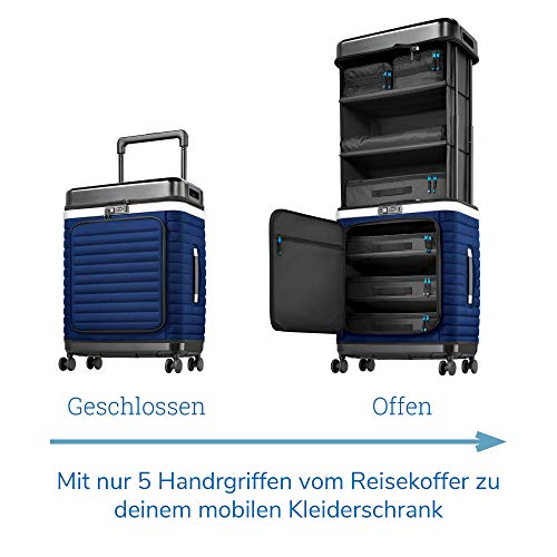 Designer Blue Suitcase with Extendible Compartments