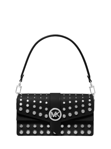 Michael Kors Greenwich Medium Leather Shoulder Bag, Studded Black