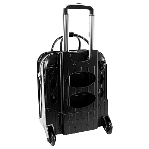 Vertical Leather Laptop Briefcase with Detachable Wheels