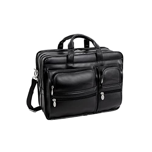 17" Leather Detachable-Wheeled Laptop Briefcase - Stylish Designer Handbag