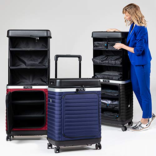 Designer Blue Suitcase with Extendible Compartments