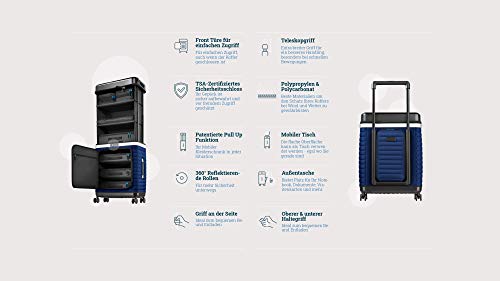 Designer Blue Suitcase with Extendible Compartments