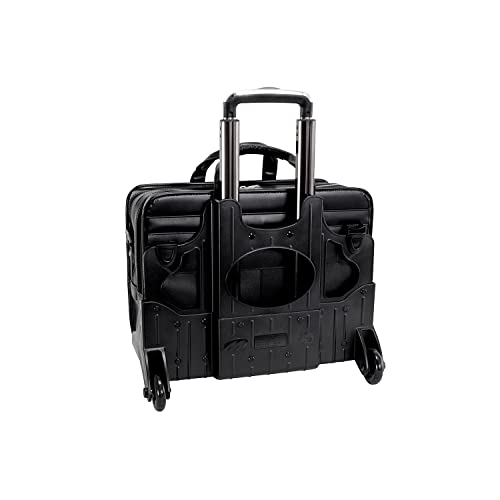 17" Leather Detachable-Wheeled Laptop Briefcase - Stylish Designer Handbag