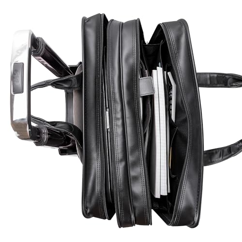 17" Leather Detachable-Wheeled Laptop Briefcase - Stylish Designer Handbag