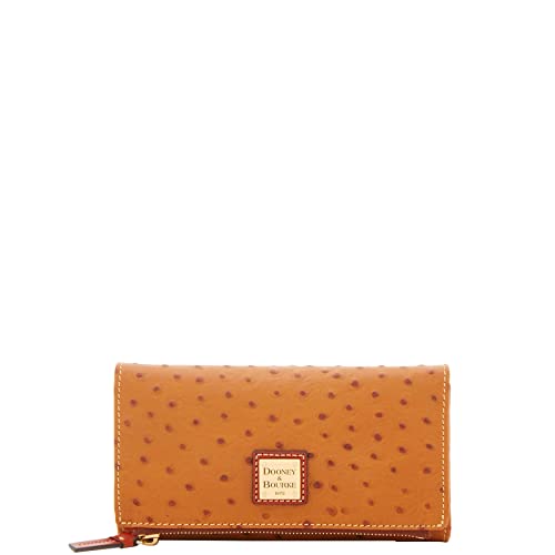 Dooney & Bourke Tan Ostrich Foldover Wallet, One Size