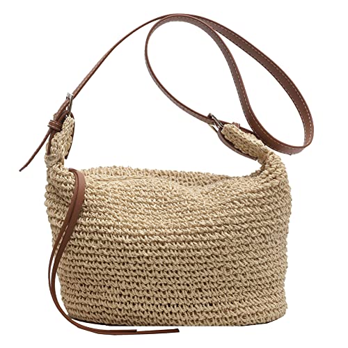 Summer Straw Crossbody Bag with Tassels - Women's Beach Handbag