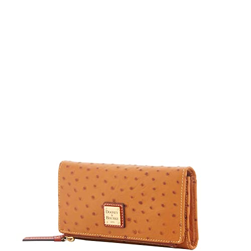 Dooney & Bourke Tan Ostrich Foldover Wallet, One Size