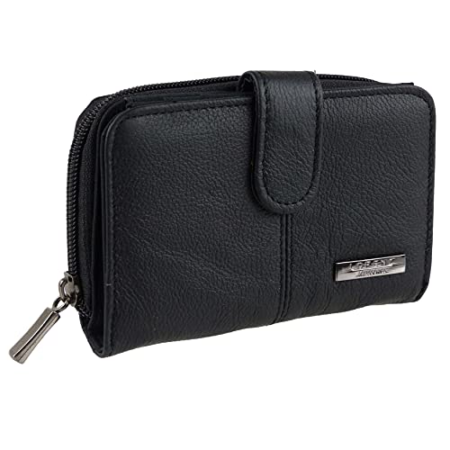 Lorenz Black Cowhide Leather Purse/Wallet for Women