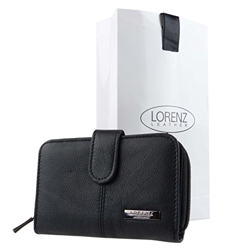 Lorenz Black Cowhide Leather Purse/Wallet for Women